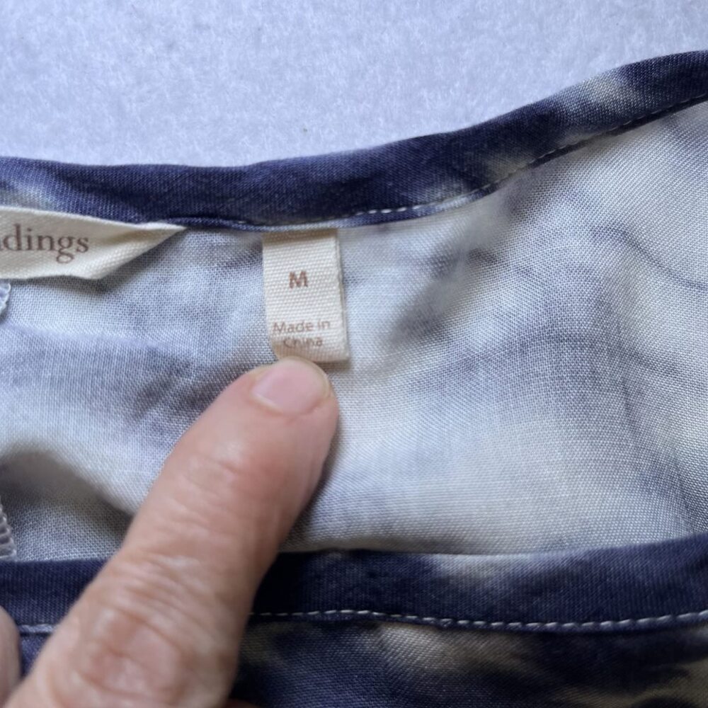 Soft Surroundings long sleeve pockets tie dye tunic blouse blue gray womens M - Picture 7 of 12